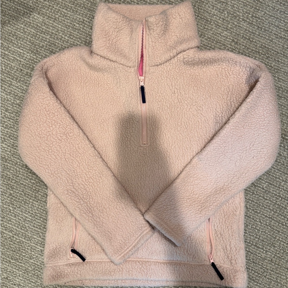 Half-Zip Sherpa Pullover Jacket - Light Pink